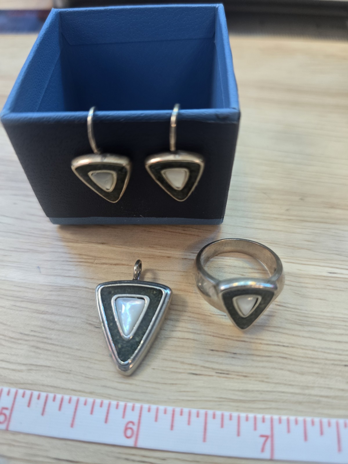 Carolyn Pollack Relios 925 Sterling Silver FULL SET ring Pendant Earrings Ex Con