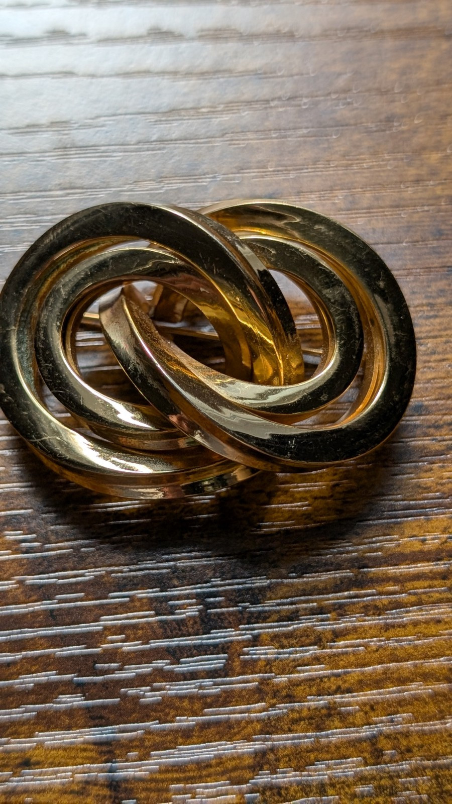 Vintage Grosse Germany Gold Plated Interlocking Infinity Love Knot 1971 Brooch