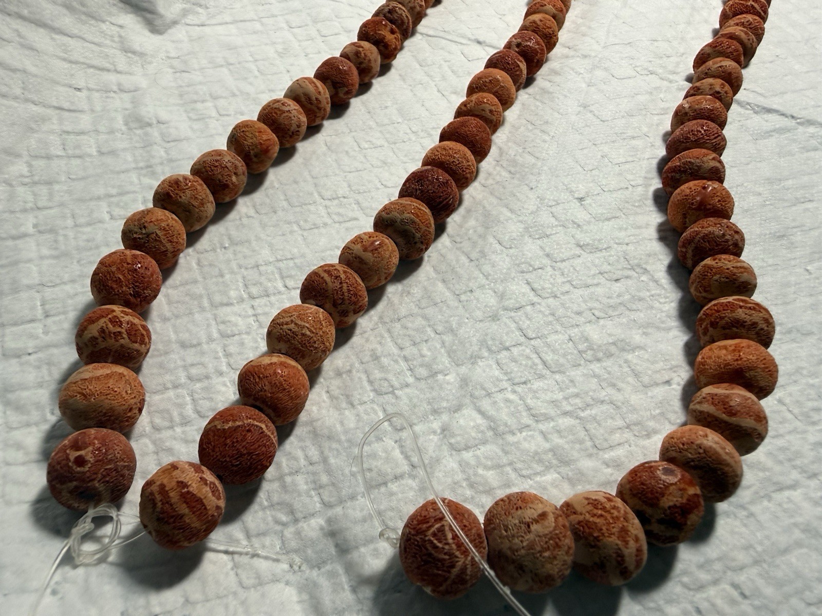Vintage Sponge Coral Necklace 28″ Natural Strands Salmon Color 3/8″