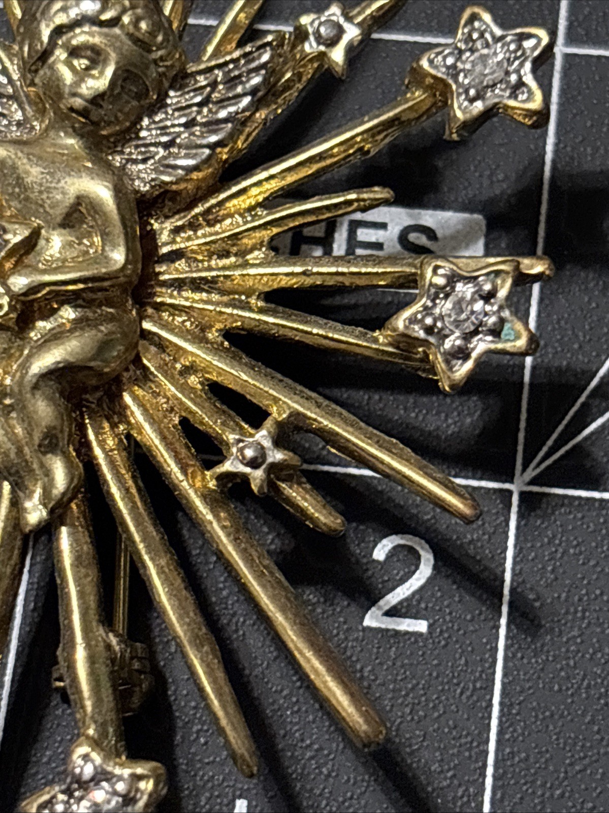 Large Starburst Angel Cherub Brooch