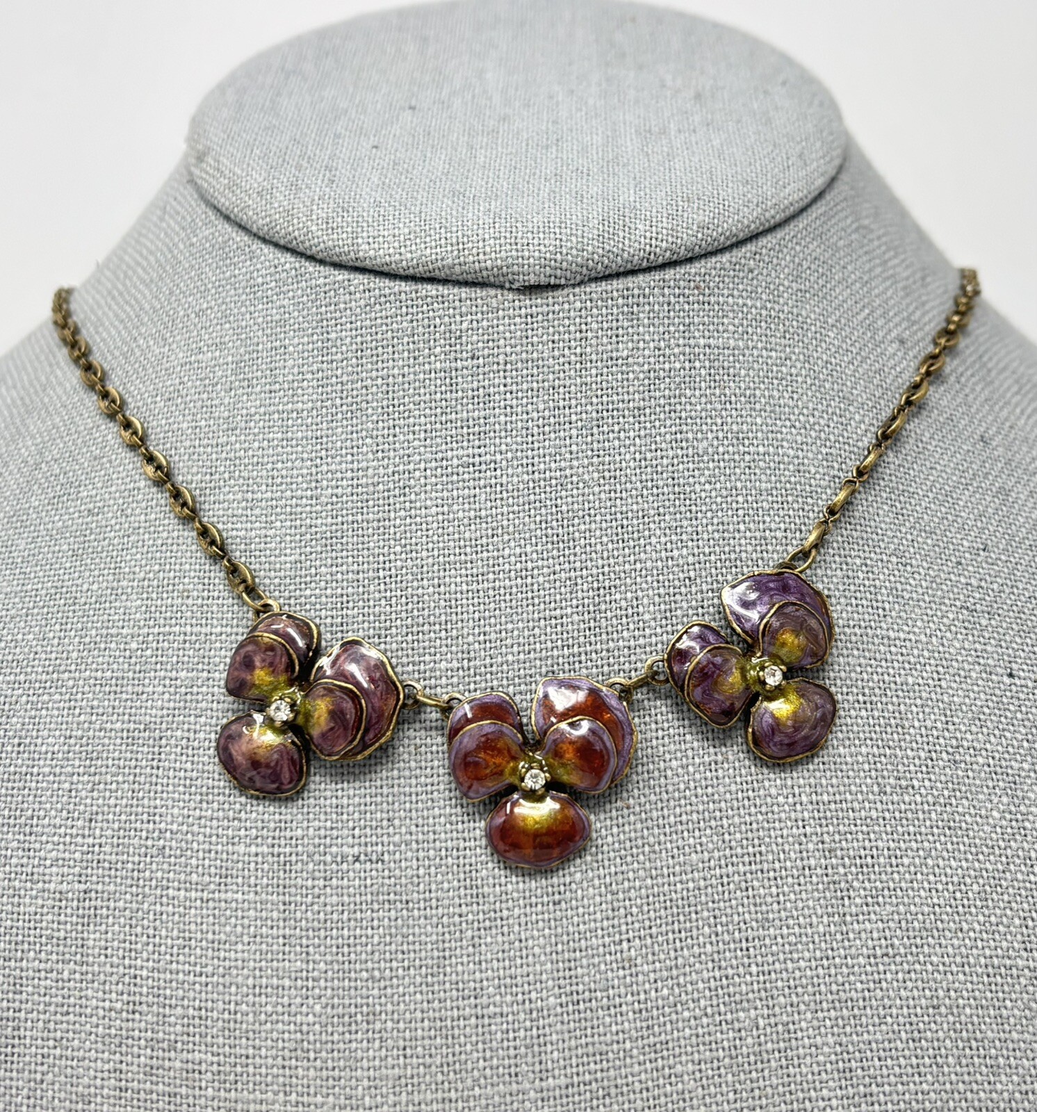 Sweet Romance Pansy Flower Necklace Choker Victorian Revival Vintage Style