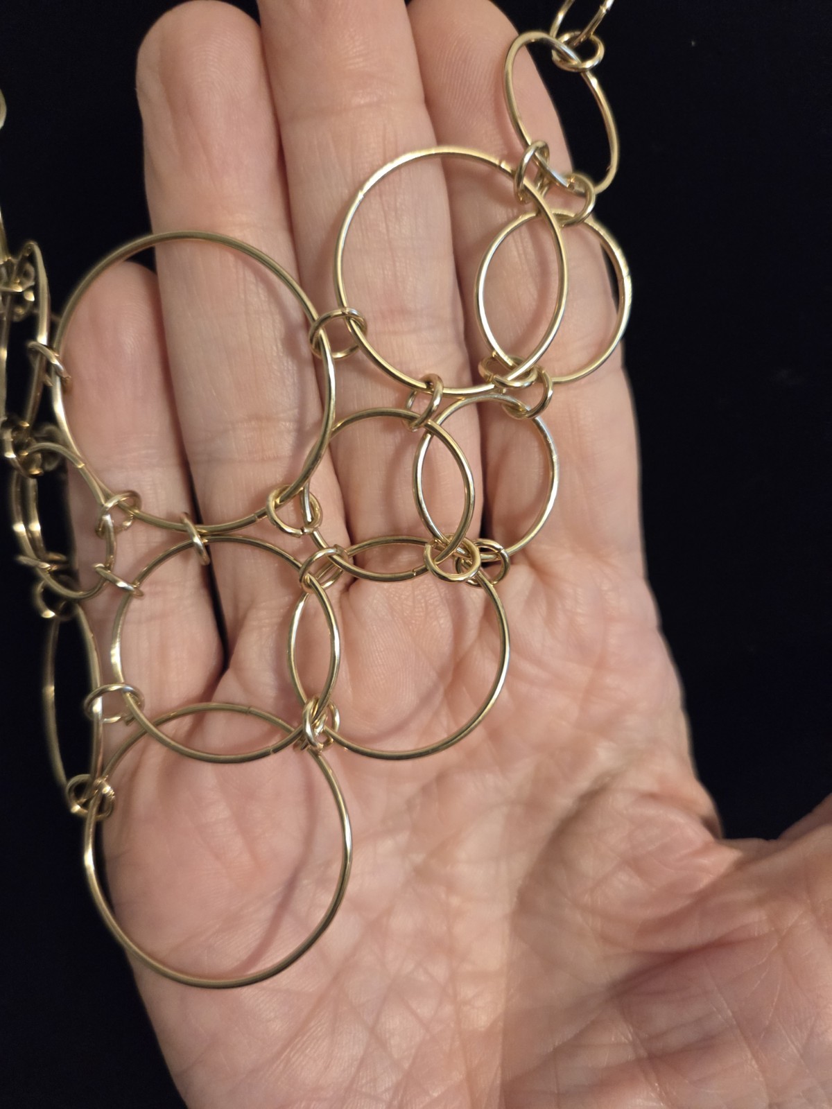 NEW!! Signed C1946 Ring Necklace Delicate Tone Circles 16″ +3″