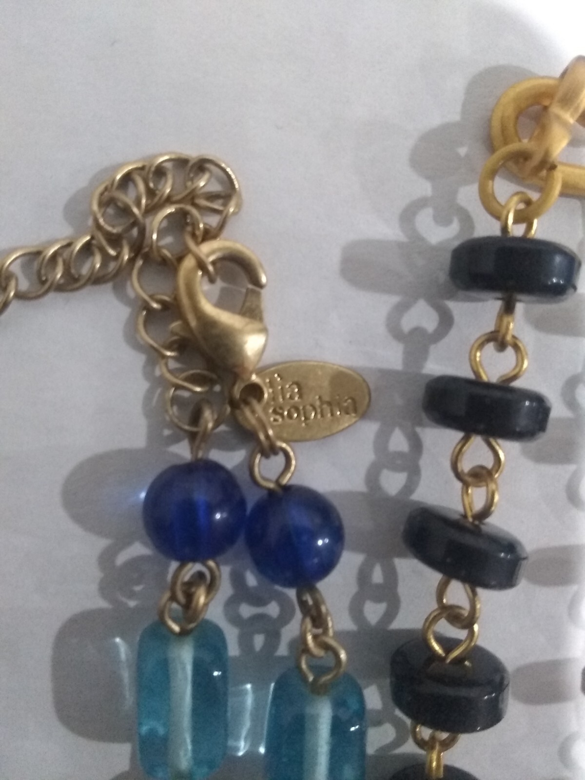 2 Necklaces. Black Egyptian Necklace & Blue Glass and cultured Pearls