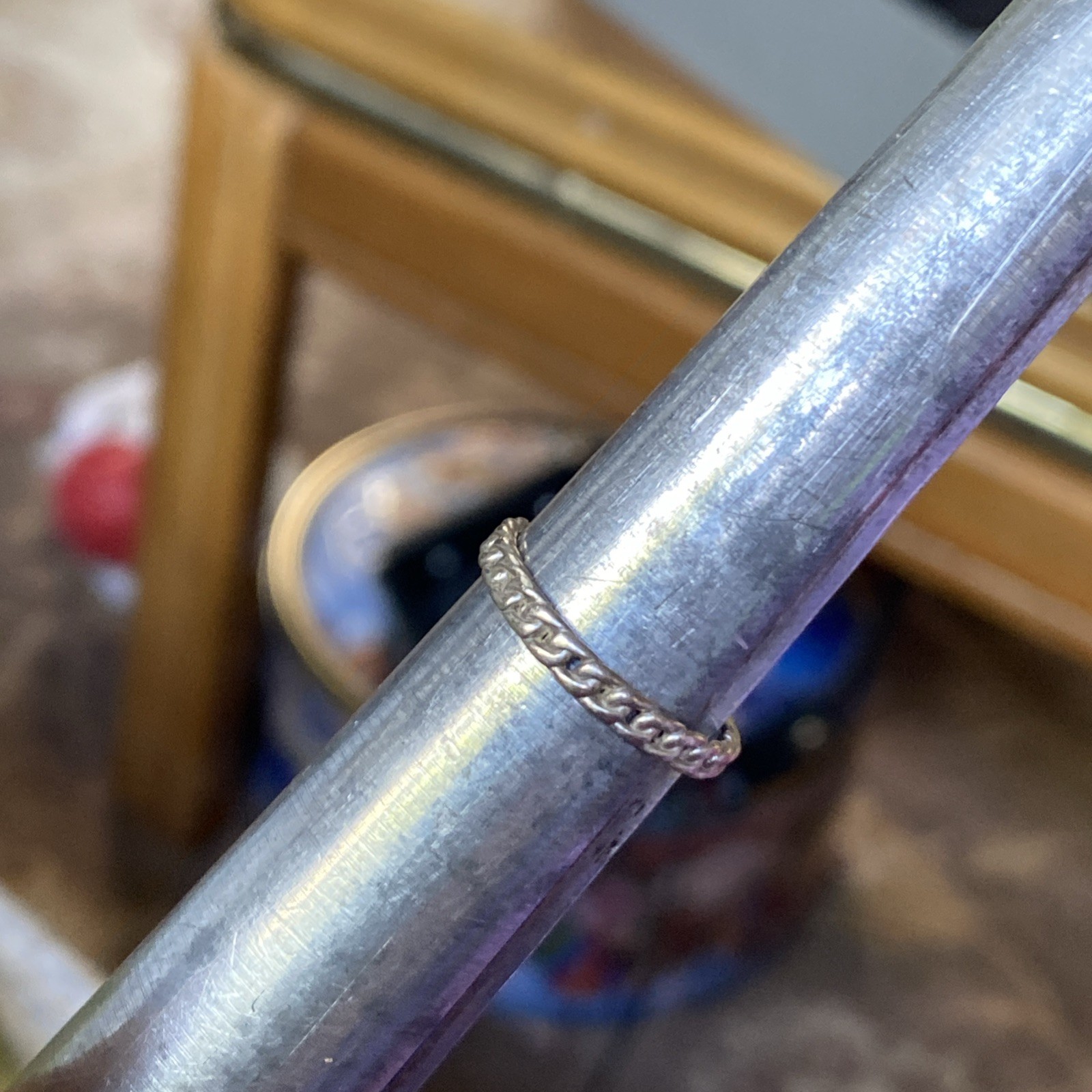 Vtg 925 Lightweight Sterling Silver Chain Link Pattern Band Ring Sz 7