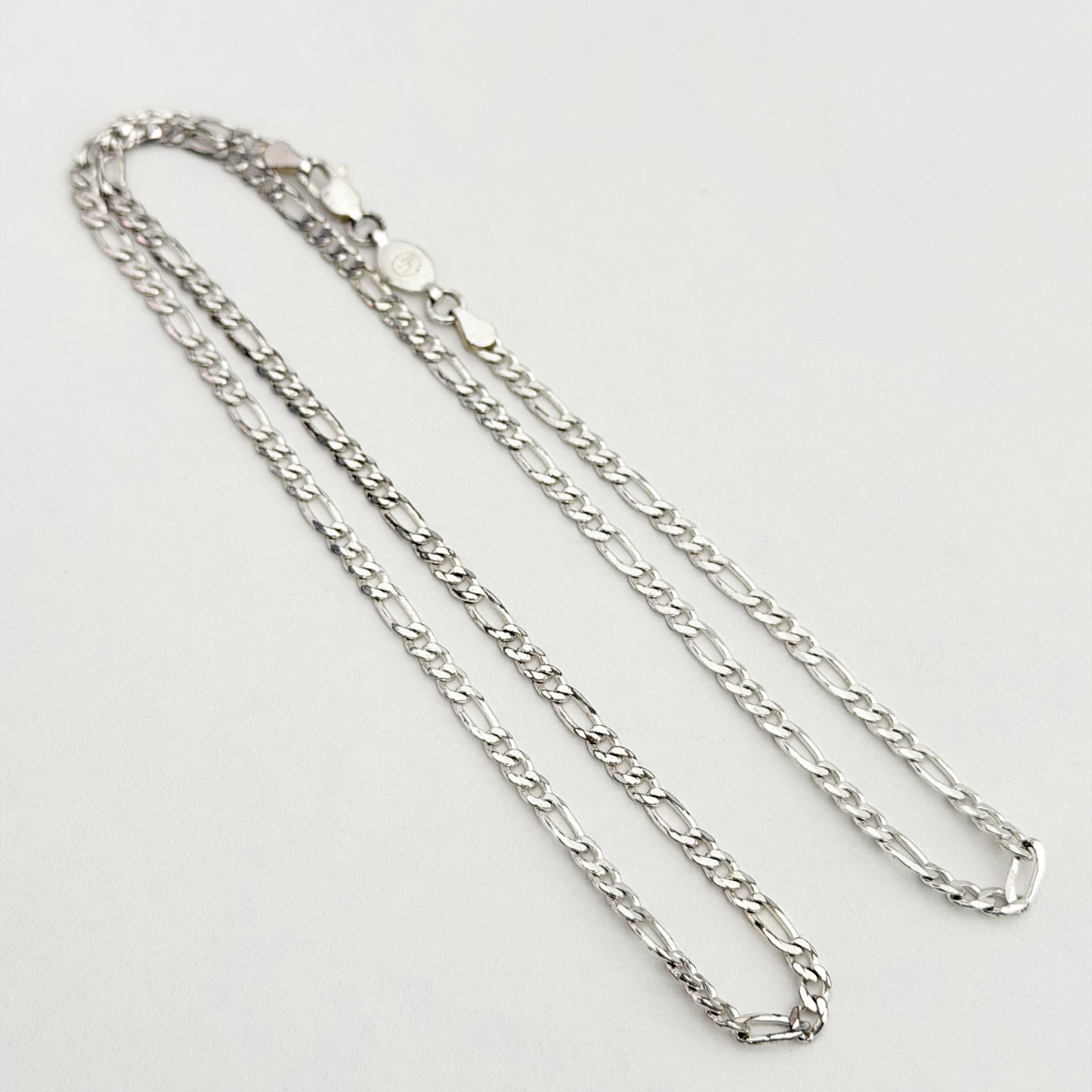 925 Italy Sterling Silver Vintage Figaro Chain Link Necklace 24″