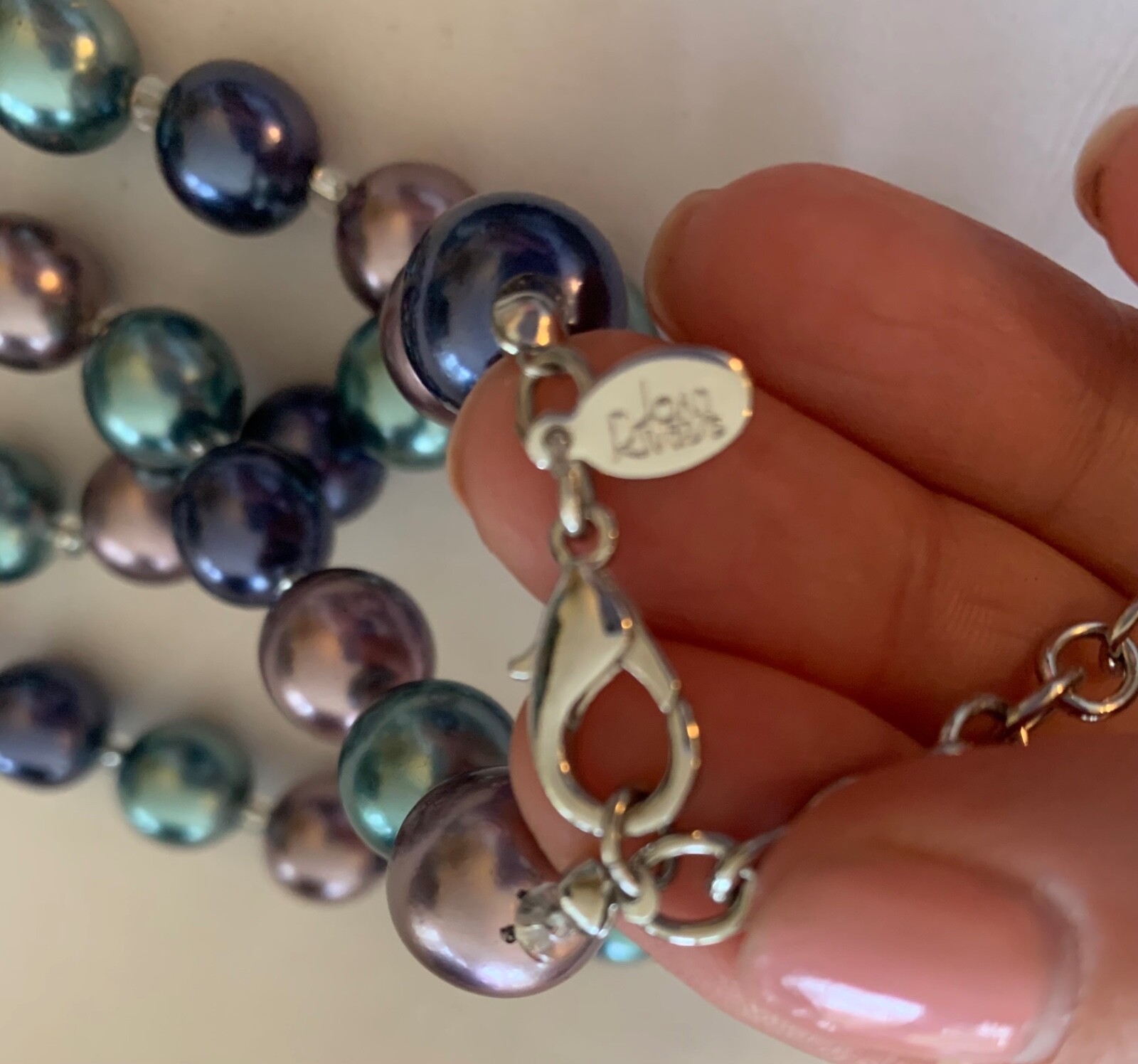 VINTAGE JOAN RIVERS Multi-Color Pastel Pearl Bead Strand Long Necklace
