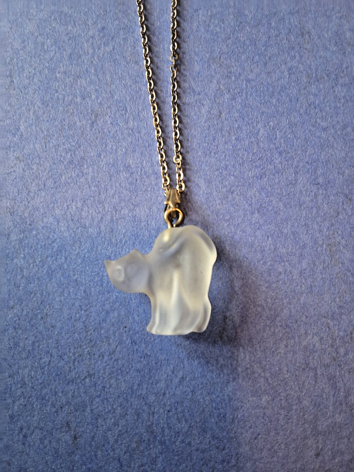 Vintage Frosted Glass Cat Pendant Necklace