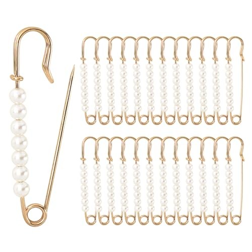 Faux Pearl Brooch Pins, 10pcs 2.76inch Sweater Shawl Clip Safety Pins with