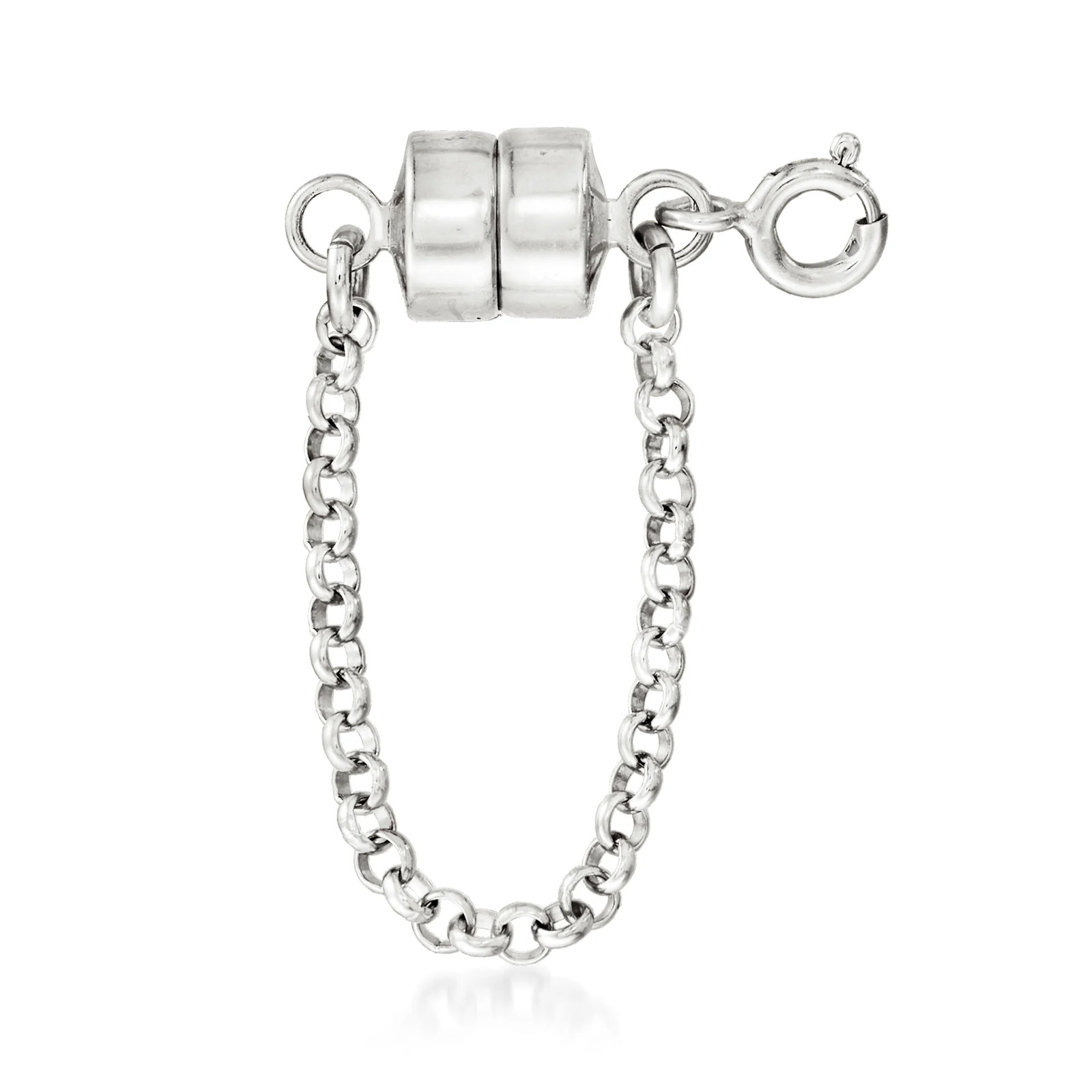 Italian Sterling Silver Magnetic Bracelet Clasp Converter with Safety Chain