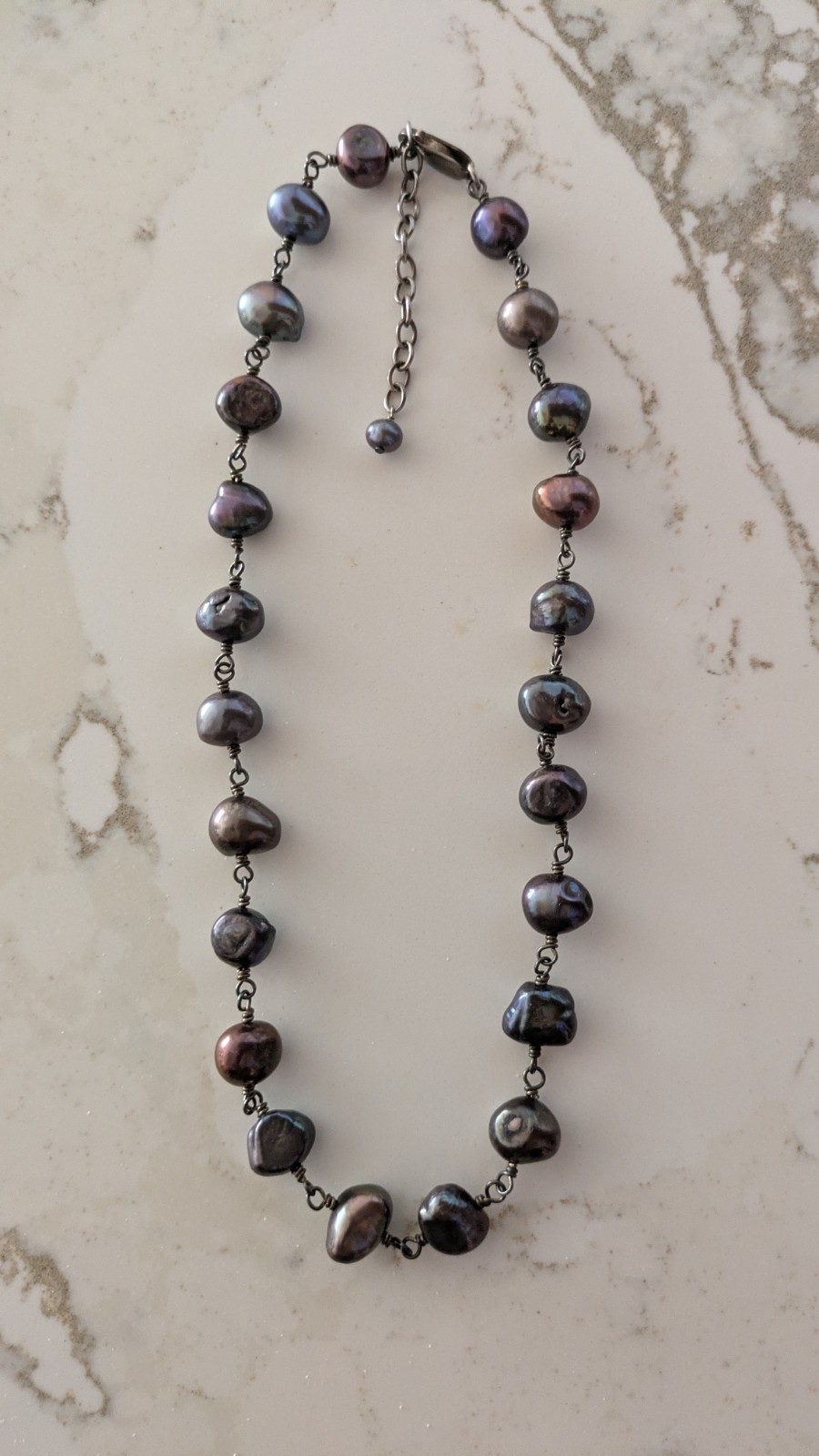 Silpada Sterling Silver Iridescent Gray Purple Pearl 15-17″ Necklace N1183 NEW
