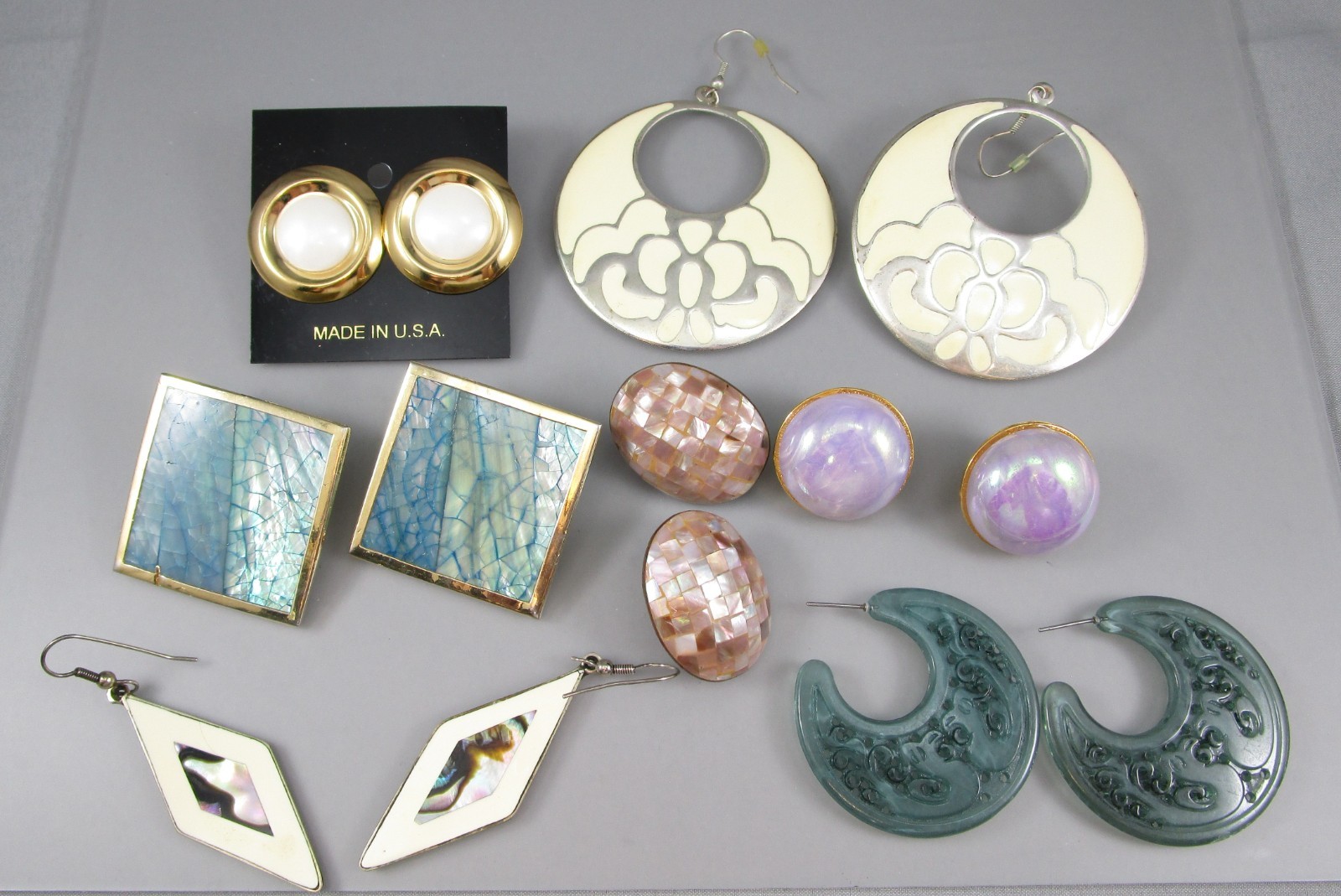 Vtg Mod Retro Varying Colors & Multi Styles LOT of 7 Post Pierced Earrings 151V