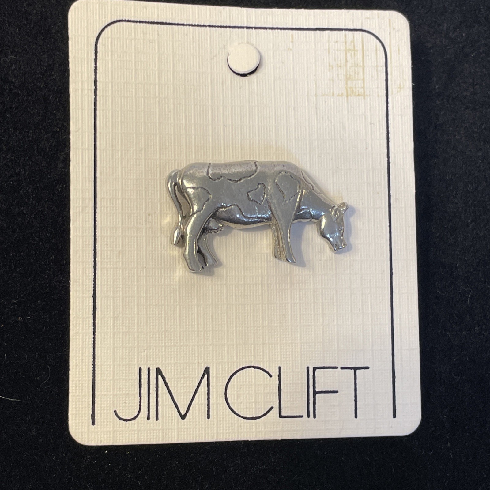 Vintage Jim Clift Pewter Cow Lapel Pin Farm Animal