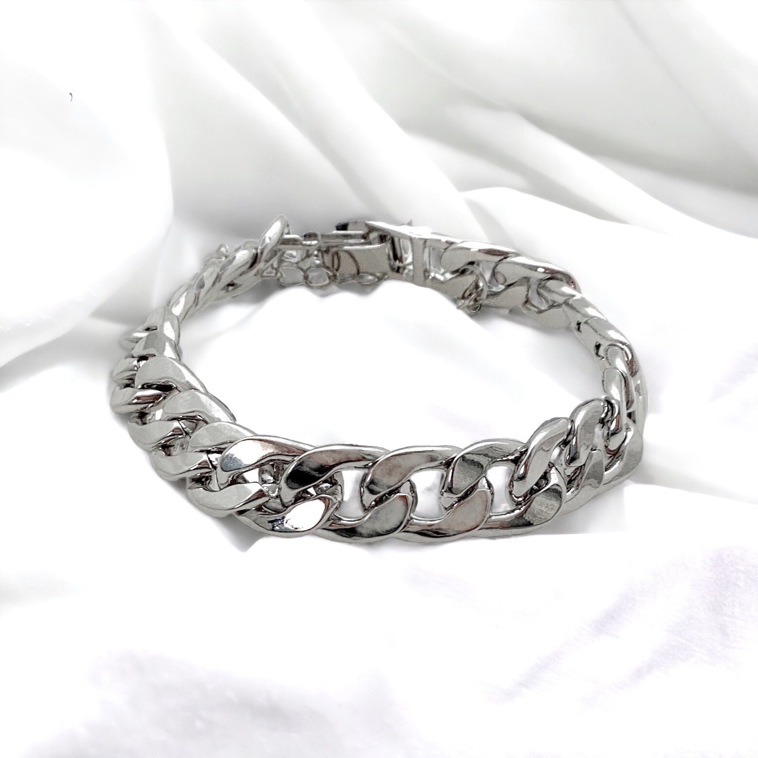 Cuban Miami Chain Bracelet S/M Silver Plated Business Casual Party Going Out