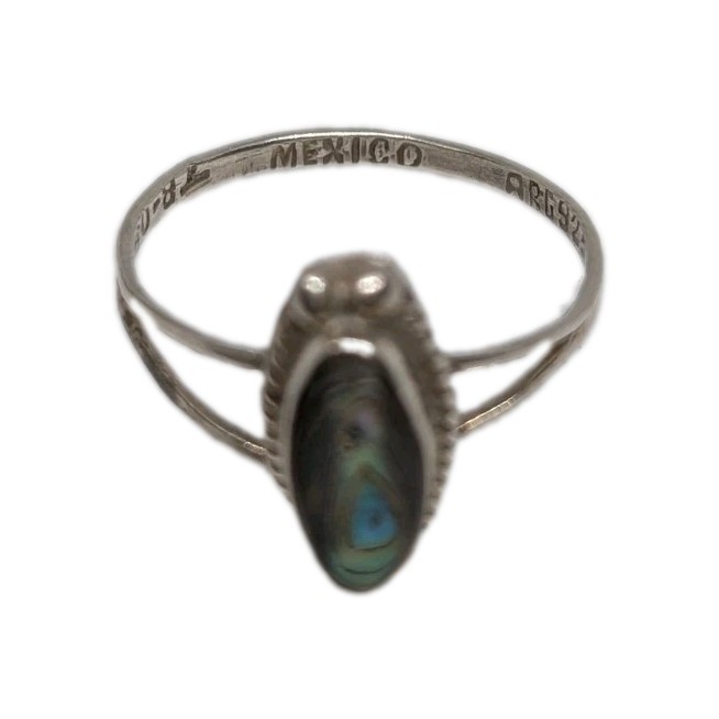 Vintage Alpaca Mexico Abalone Ring Size 6 Sterling Silver