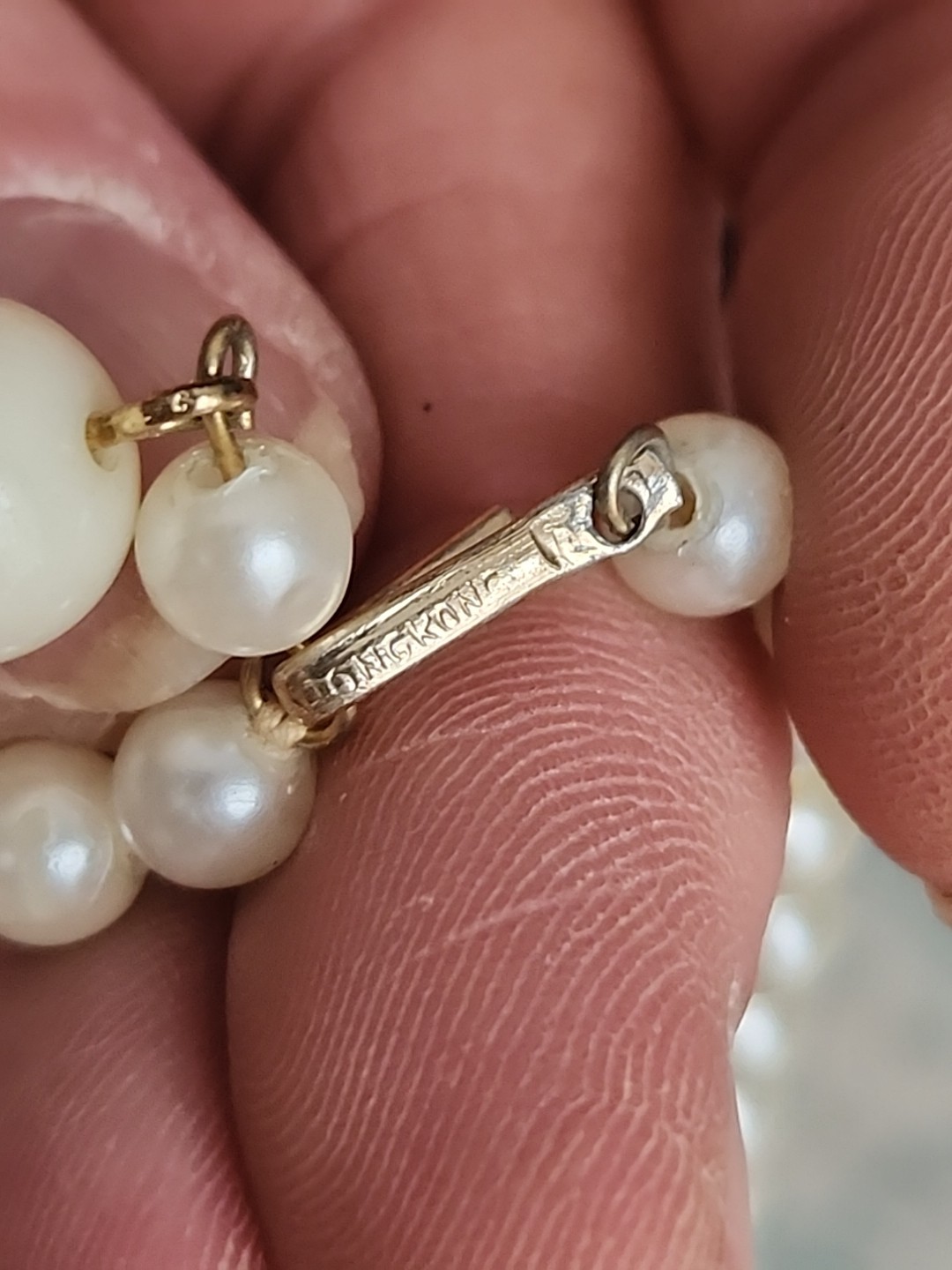 MCM Vintage Faux Pearl Tie Necktie Necklace Hong Kong 18″ Handmade Off White