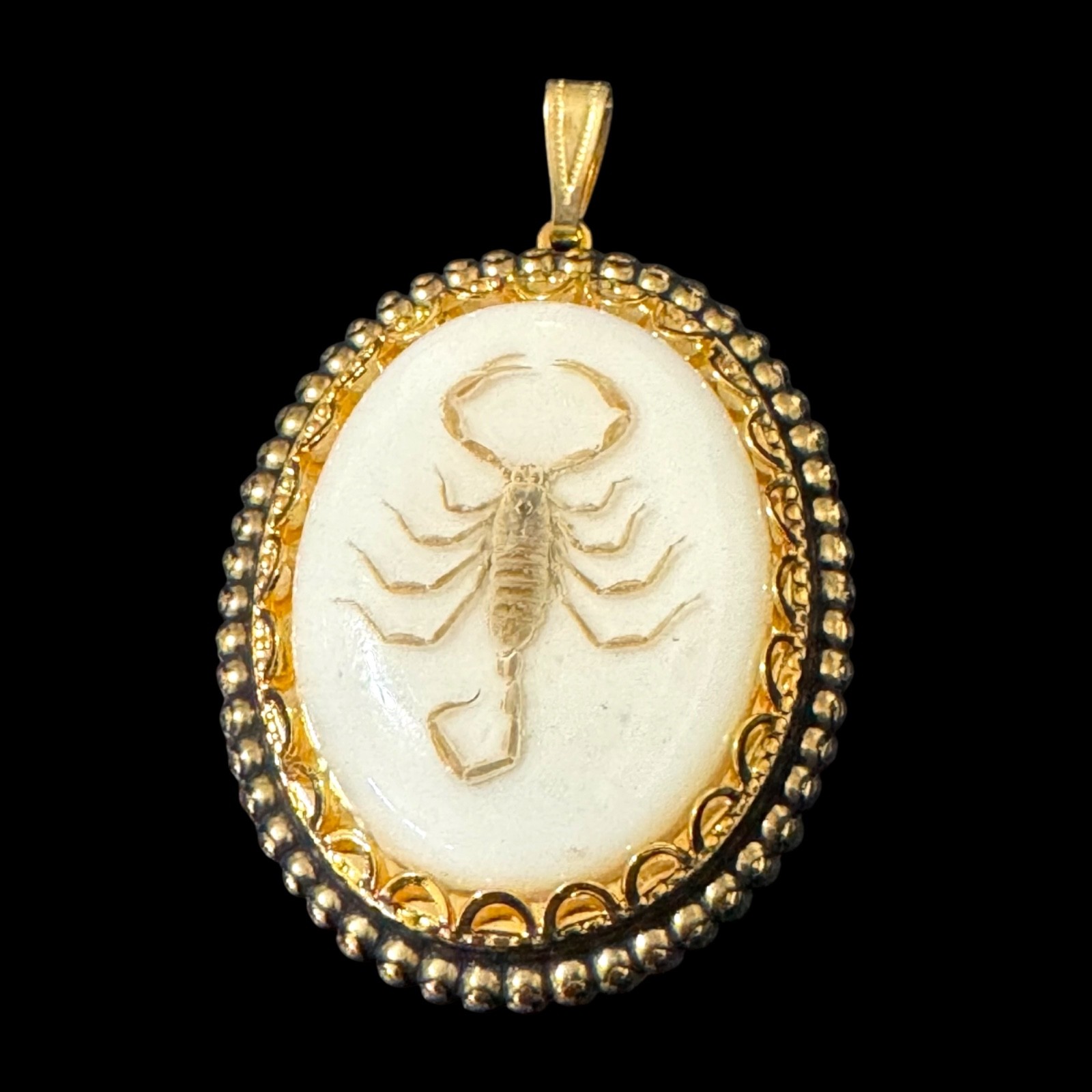 Vintage Real Scorpion Pendant Chunky Oval Scorpio Witchy Punk Goth Arachnid
