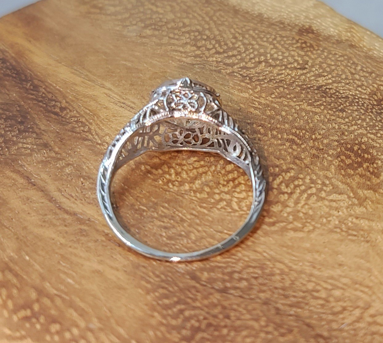 Vintage 18k White Gold Engagement Ring 2.75ct Natural Light Champagne Diamond