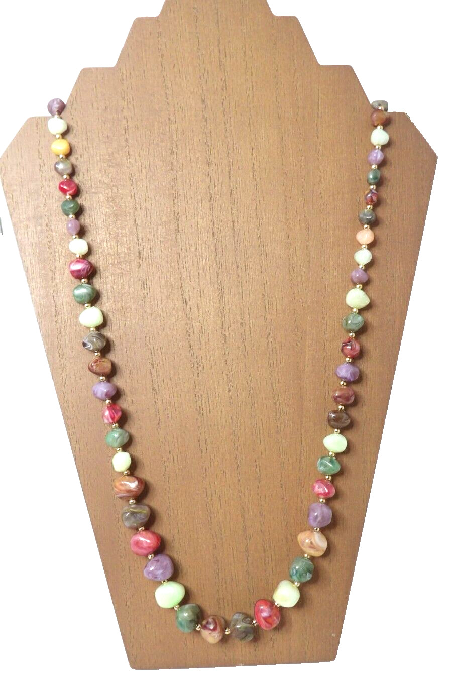 Multicolor Faux Stone 15 Inch Necklace Beaded Vintage Natural Stone Shapes