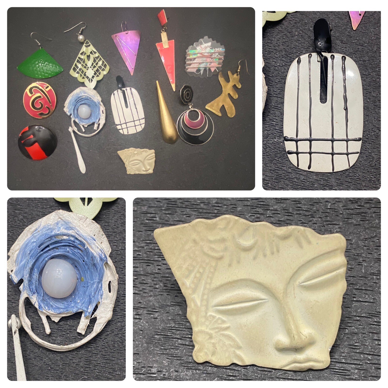 VTG 60s 70s 80s SINGLE earrings craft lot unique for upcycle art reuse