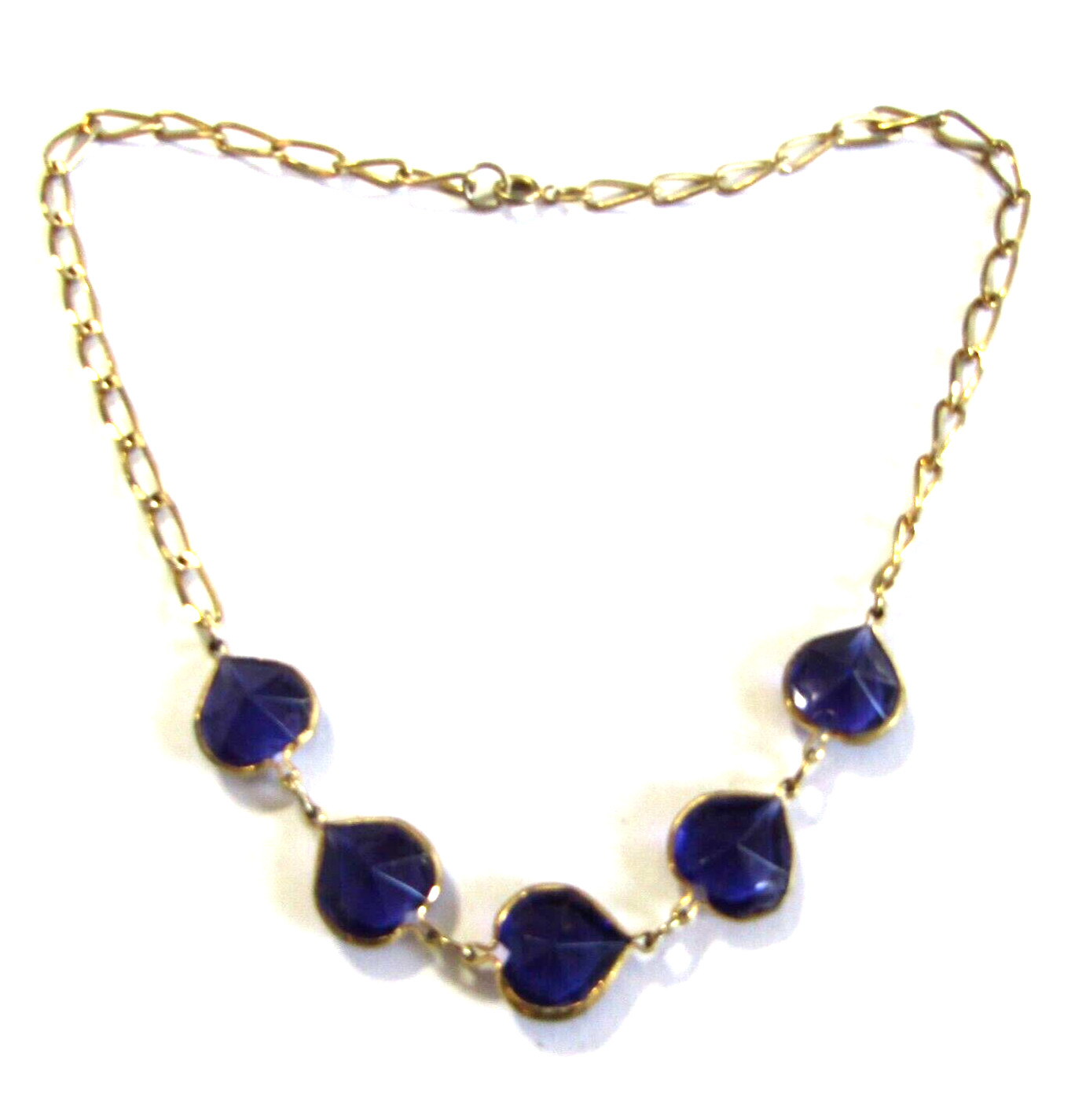 Vintage Purple Crystal Heart Necklace 12 mm 17.5 inch