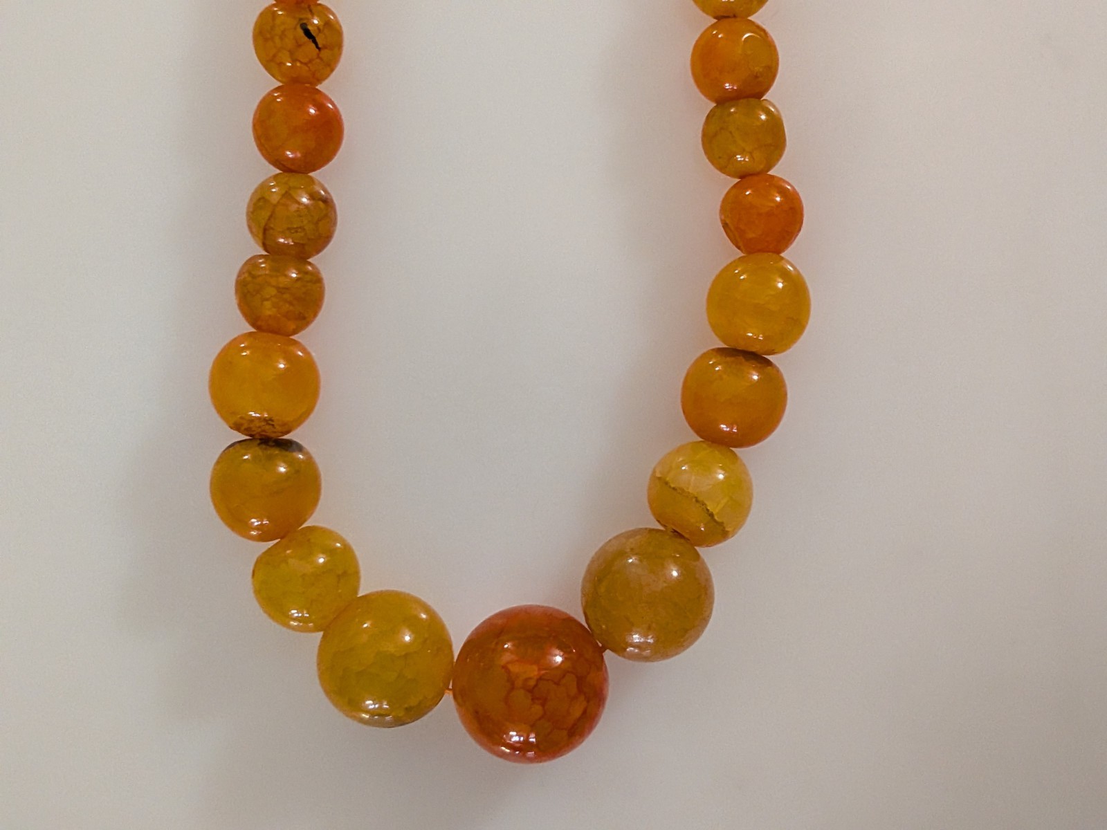 New Agate Natural Stone – Amber, 6- 14 mm Necklace 17.5″ – Gold Closure