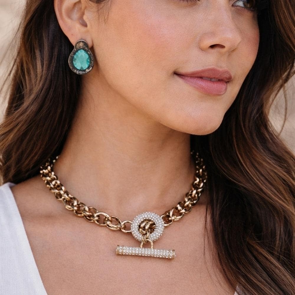 Vintage Ann Taylor gold-tone statement necklace featuring a chunky link chain