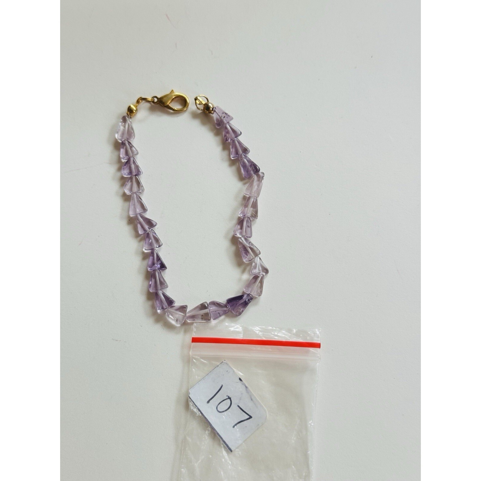 Purple Amethyst Beaded Bracelet 7.5″ Beaded VTG Triangle Beads Authentic Natural