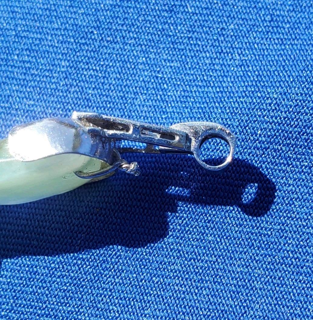 ORIGINAL Antique Green JADE DIAMOND Art Deco Pendant SOLID PLATINUM Medallion