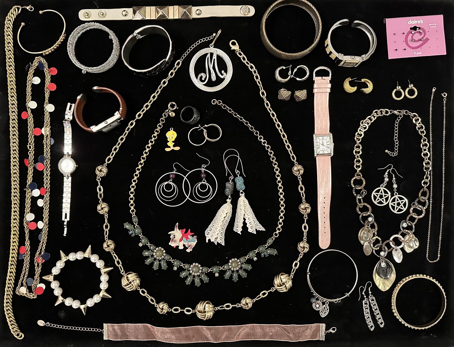 Vintage Costume Jewelry & Watches ALL WEARABLE used Lot Some Signed