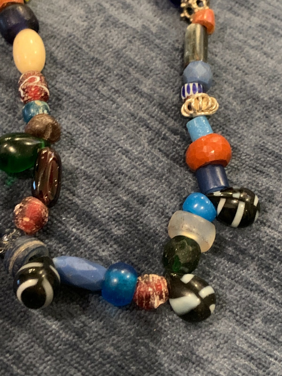 Tibetan and African Trading Beaded Necklace 24″, Antique