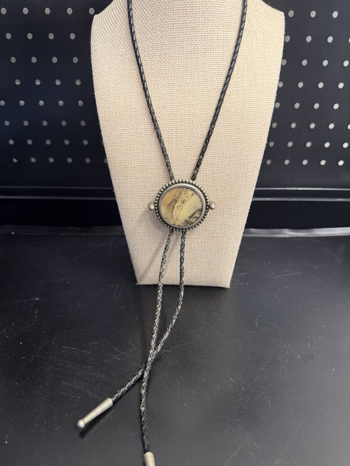 Estate Stunning 70s Style Vintage Natural Stone South Western Bolo Tie