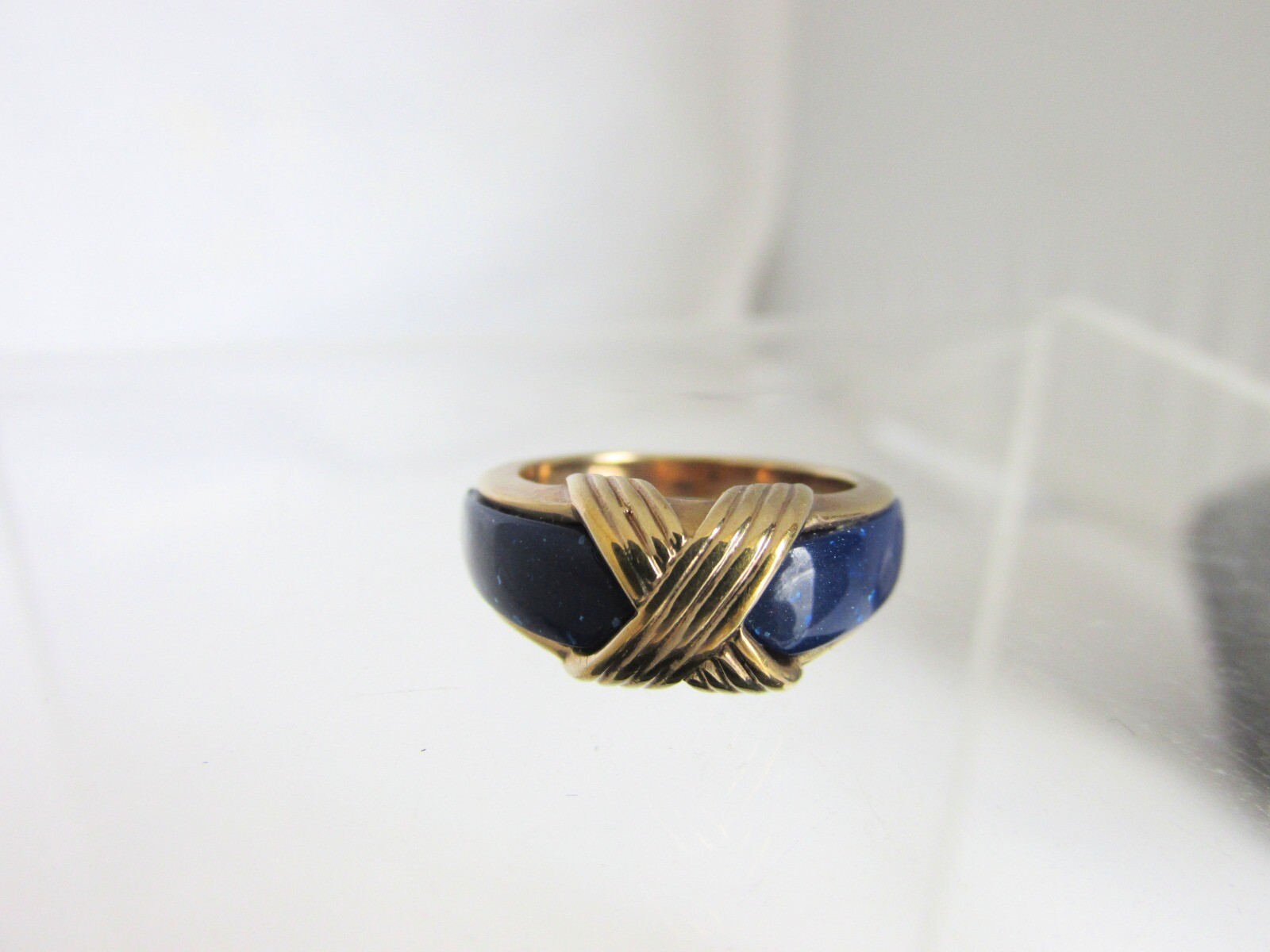 Vintage AVON Faux Lapis Lazuli Inlay Domed Ring SZ 5 (Unsigned)