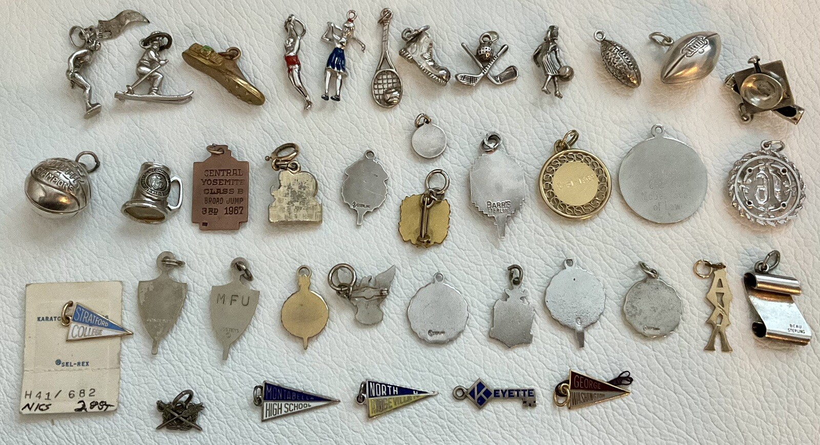 Vintage Sterling Silver Enamel Charms High School College University Sports