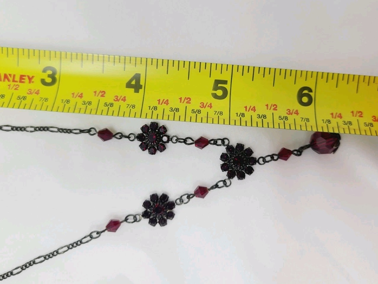 Vintage Austrian Crystal USA Necklace Earrings Set Red Garnet Crystals Black