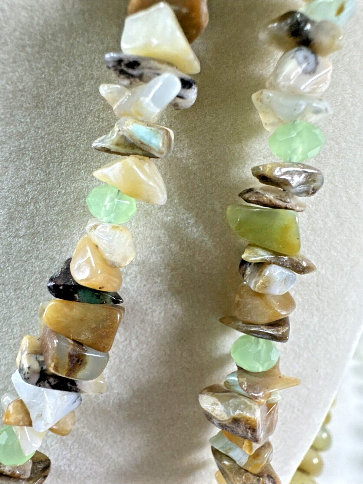 Beautiful Vintage Estate Lot 2x Beaded/Metal/STONES Necklaces &Stretchy Ring