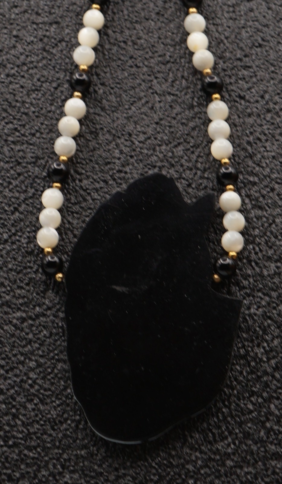 Vintage Lee Sands Safari Zebra Inlay Necklace Mother of Pearl Abalone