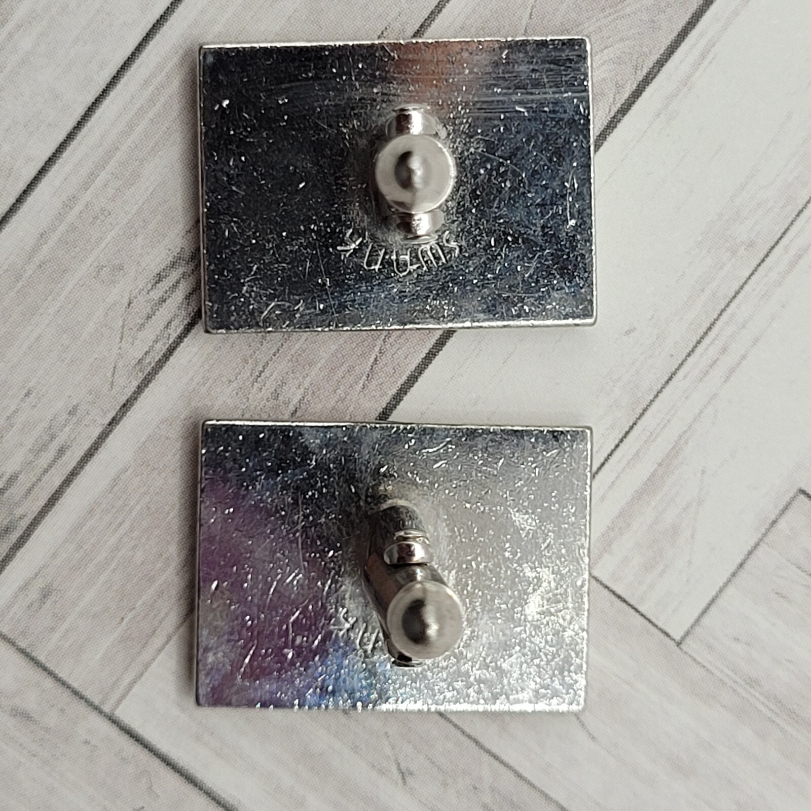 SWANK Vintage 1970 to 80s Silver Tone Textured Finish Filigree Center Cufflinks