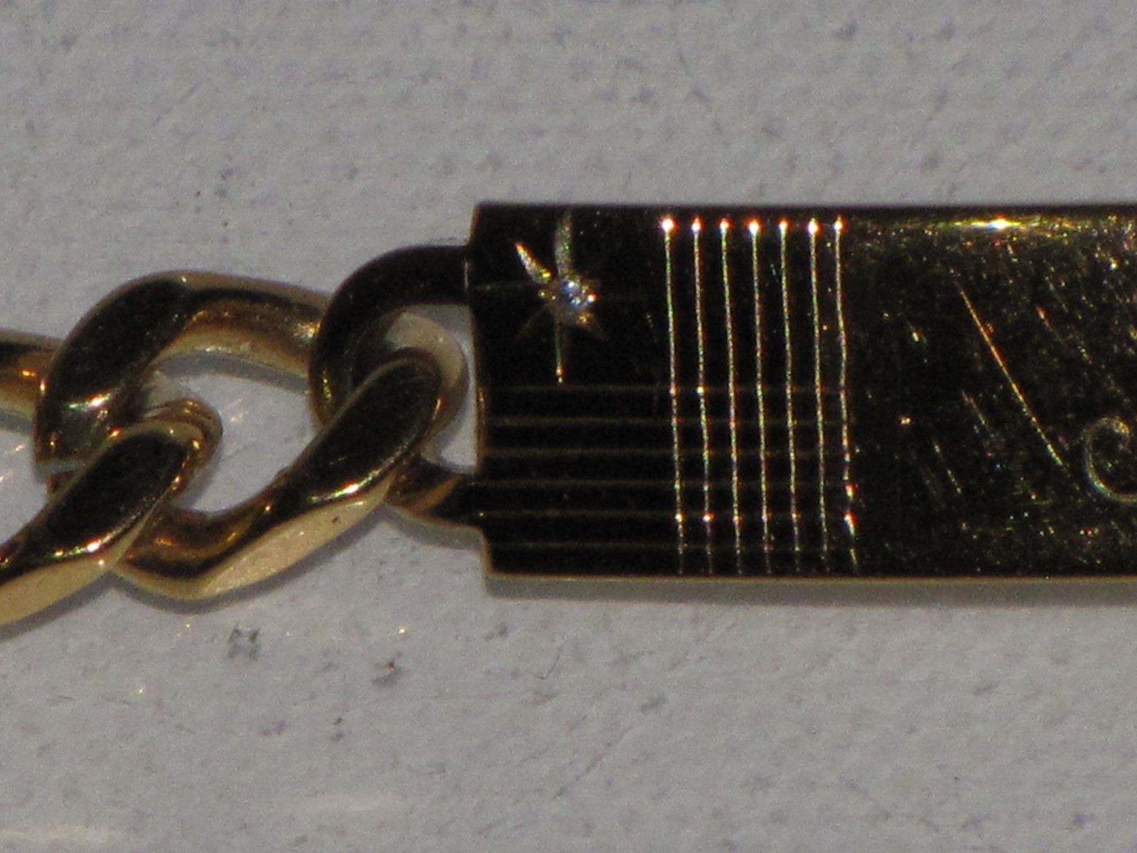 Vintage Speidel USA Personalized ID Bracelet Gold Tone Diamond Accent Mens