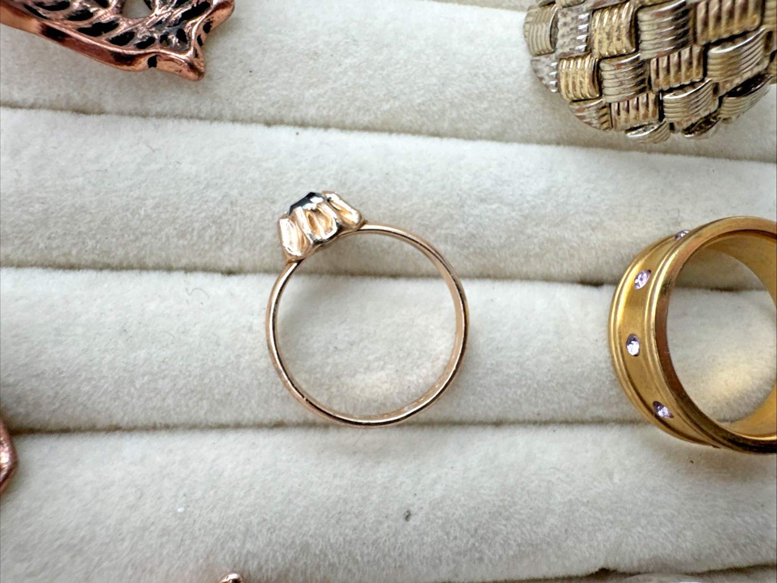 VTG-now Gold rose copper tone snake RINGS Jewelry Lot Chunky 90s 2000s Y2K boho