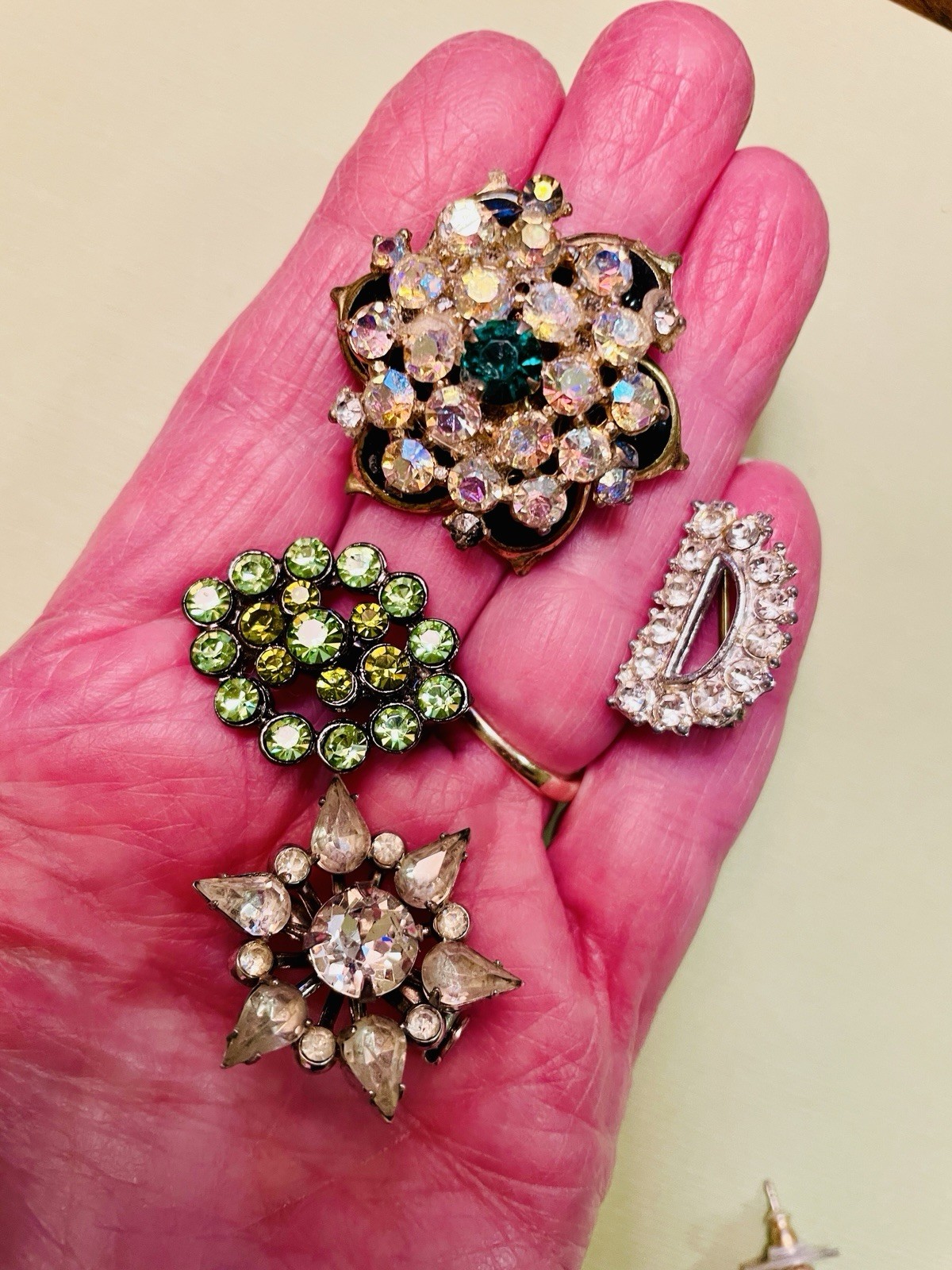 Rhinestone Jewelry Lot Dangle Earrings + 4 Pin Brooch Unsigned & Coro – 5 Piece