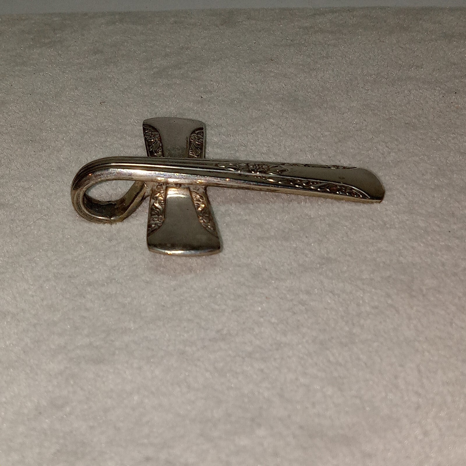 Vintage Jewelry Spoon Handle Silver Plated Cross Pendant Utensil Handmade