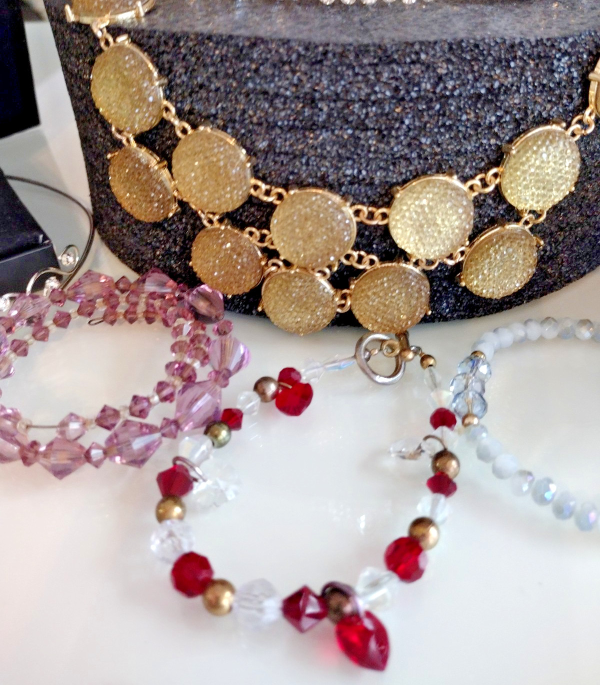 The FANCY JEWELS Lot 34 pc Faux Gem STATEMENT All Wearable Some Signed & Sets