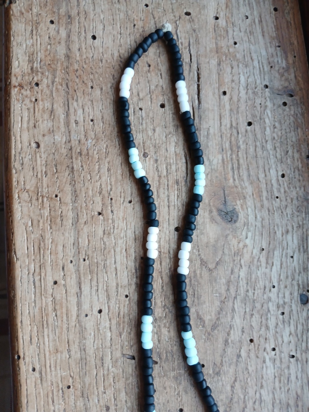 Amazonite River Shell Glass Bead Necklace Hemp Cord Hippie Boho Layering