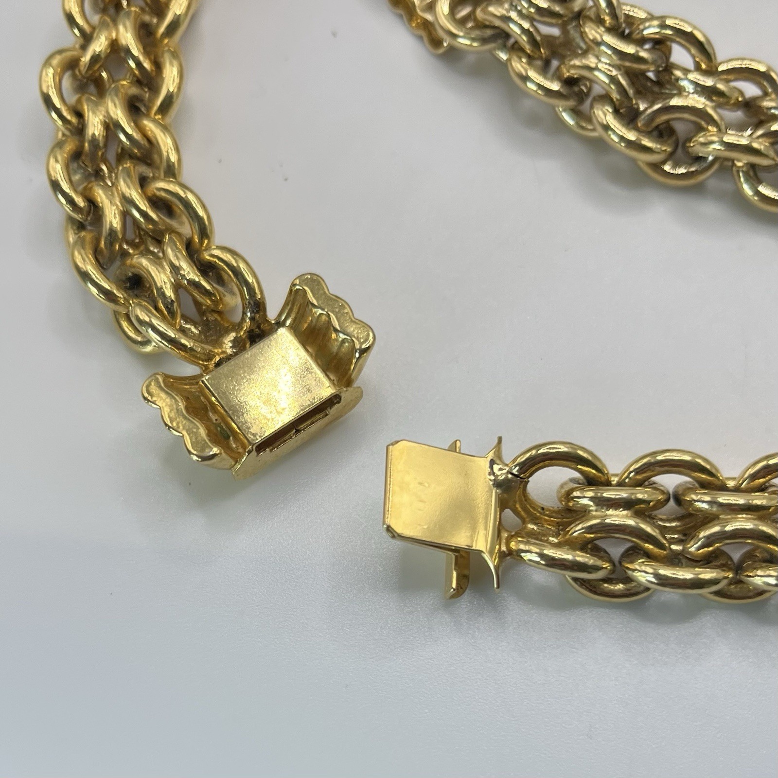 •VTG Set Statement Chunky Gold tone double chain choker style Necklace/Bracelet