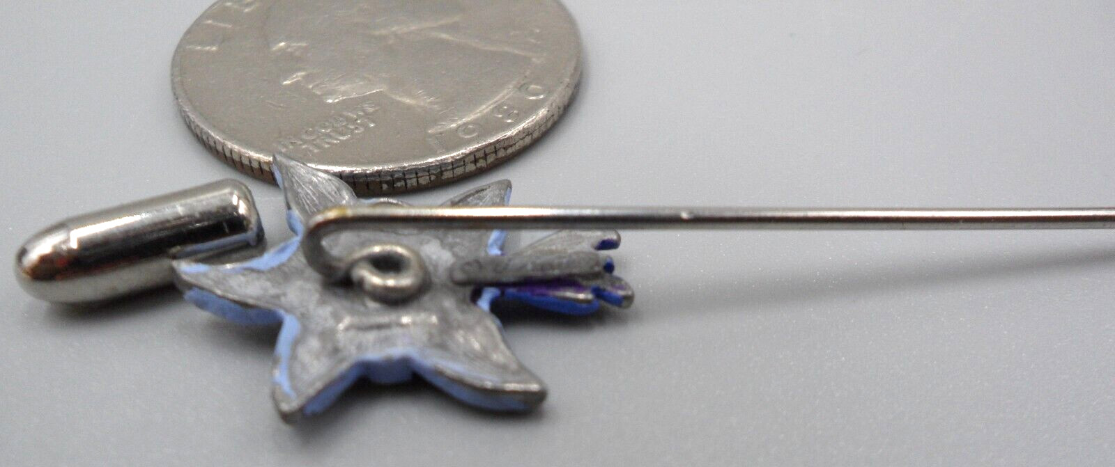 Vintage Stick Lapel Pin Hand Painted Pewter Starfish Flower Signed J. Ritter EUC