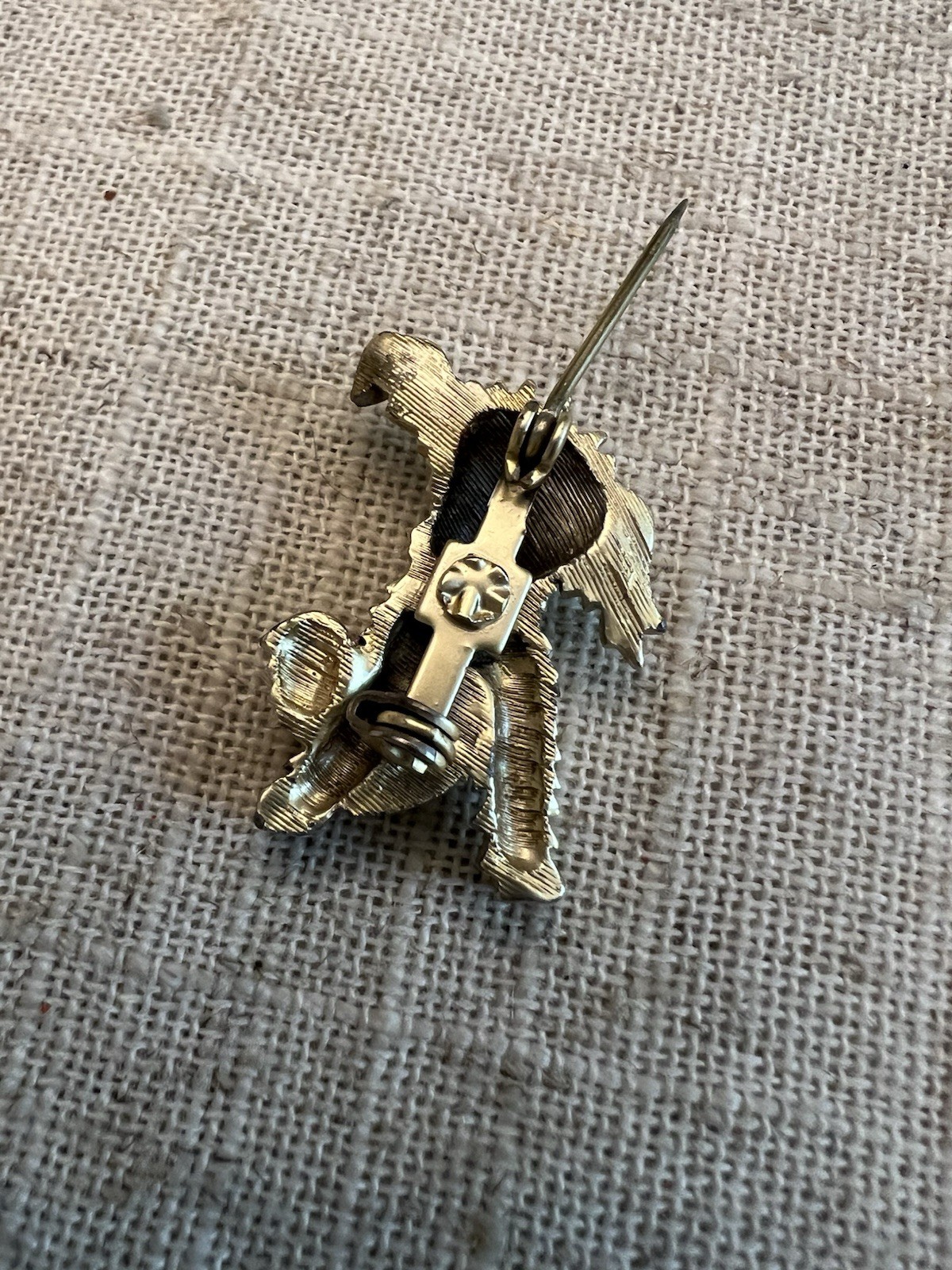 Adorable Gold Doggie Brooch About 1 Inch Black Bead Eyes Dog Puppy Shizu Yorkie
