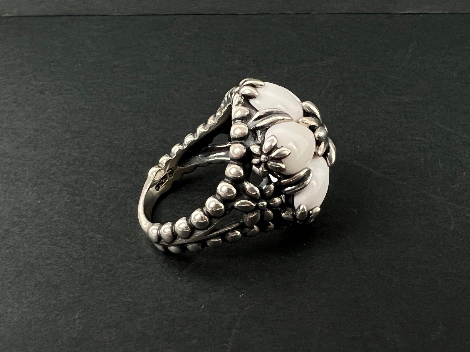 Carolyn Pollack Relios White Howlite Flower Sterling Silver Ring Size 8