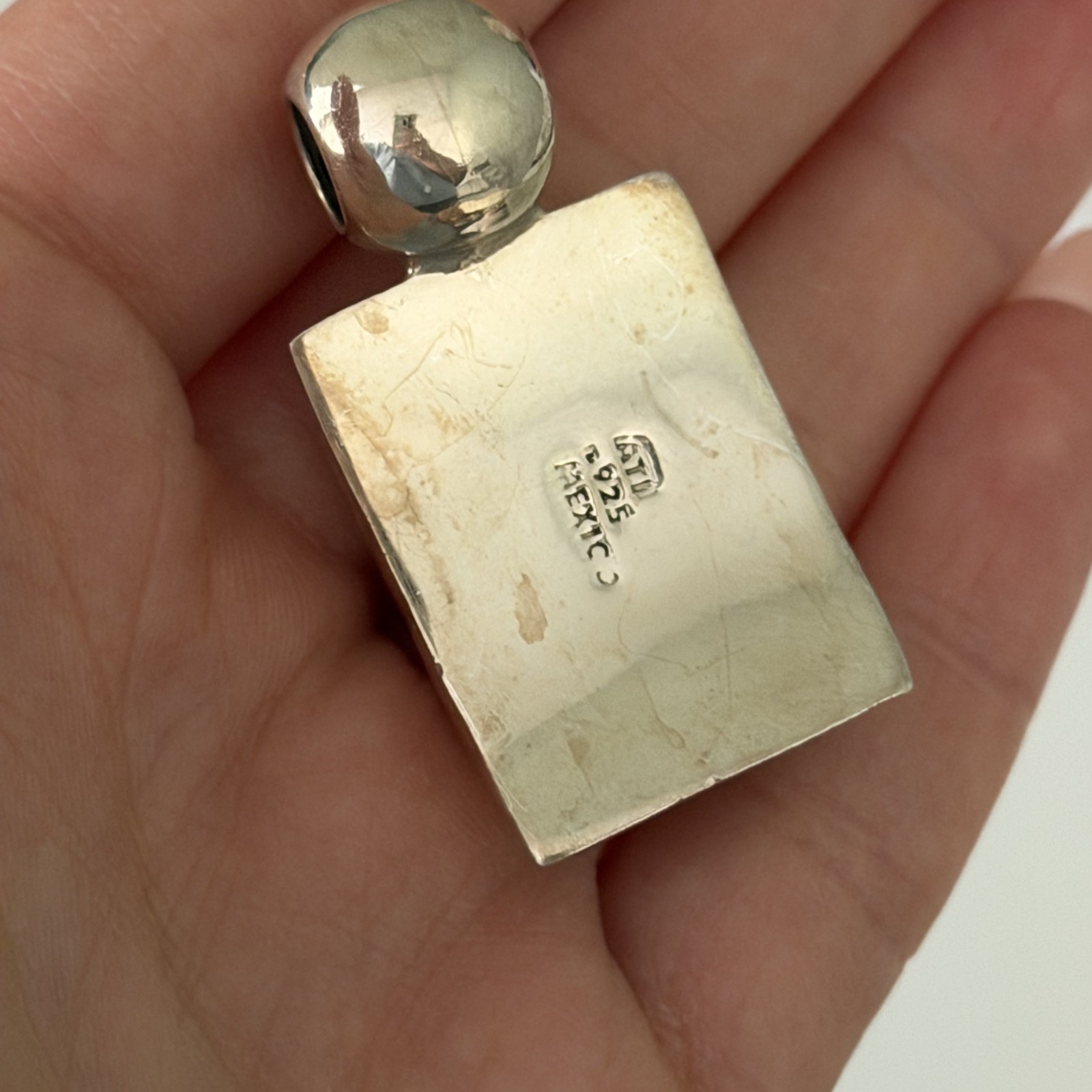 Vintage ATI Mexico 925 Sterling Silver Red Jasper Chunky Modernist Pendant