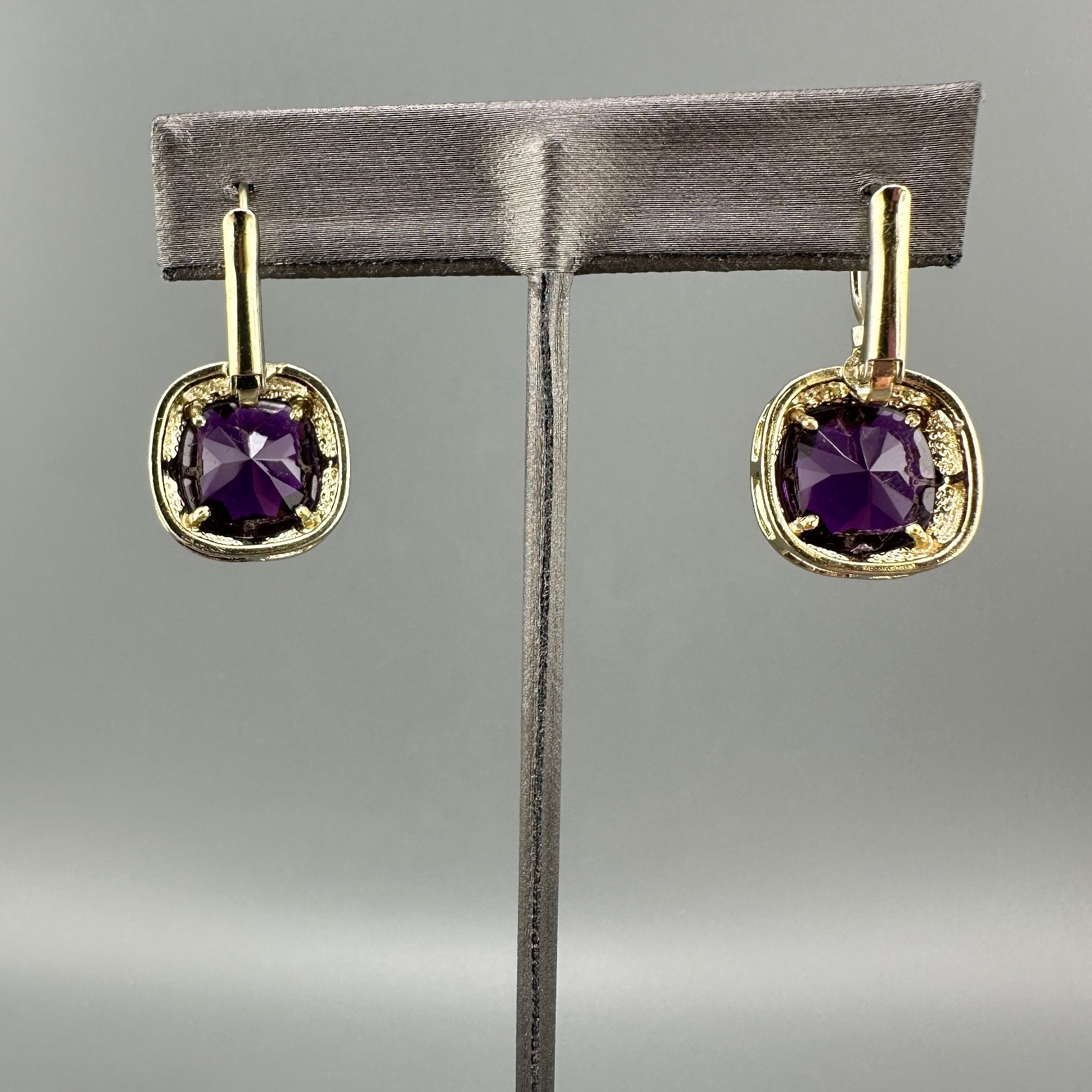Vintage Rhinestone Earrings Lot Leverback Wingback Purple Red Silver Gold Tone