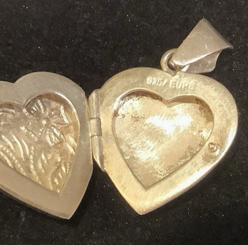 925 Sterling Silver LOCKET w/ Bail Vintage Engraved made ITALY